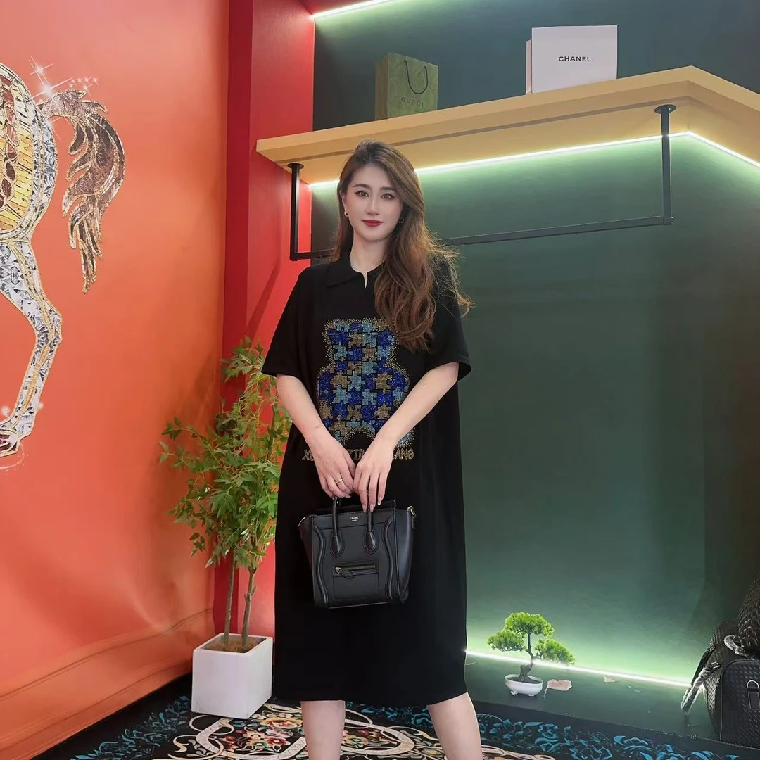 9848 多金大码气质减龄长款春夏季女装设计感连衣裙女