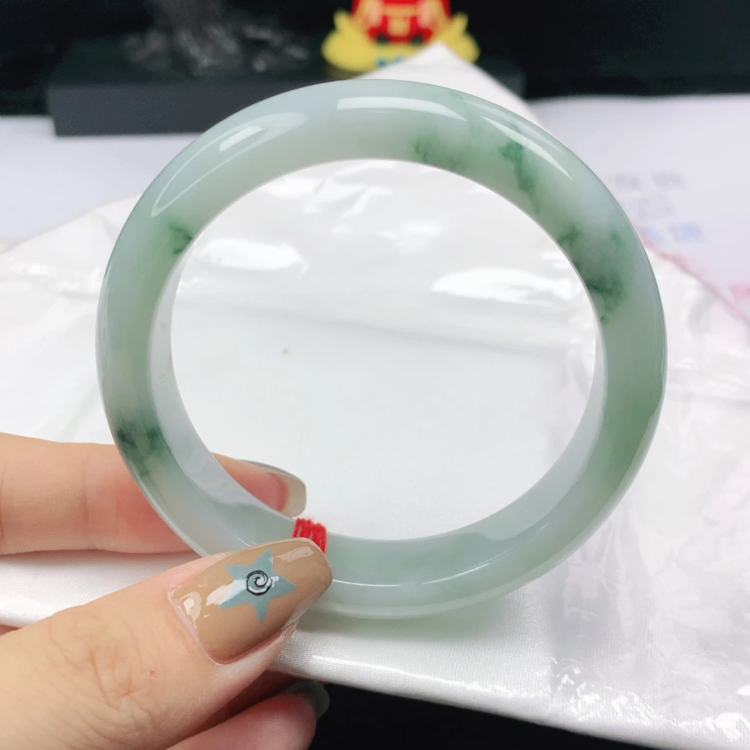 翡翠未镶嵌手镯翡翠54.1飘蓝花正圈