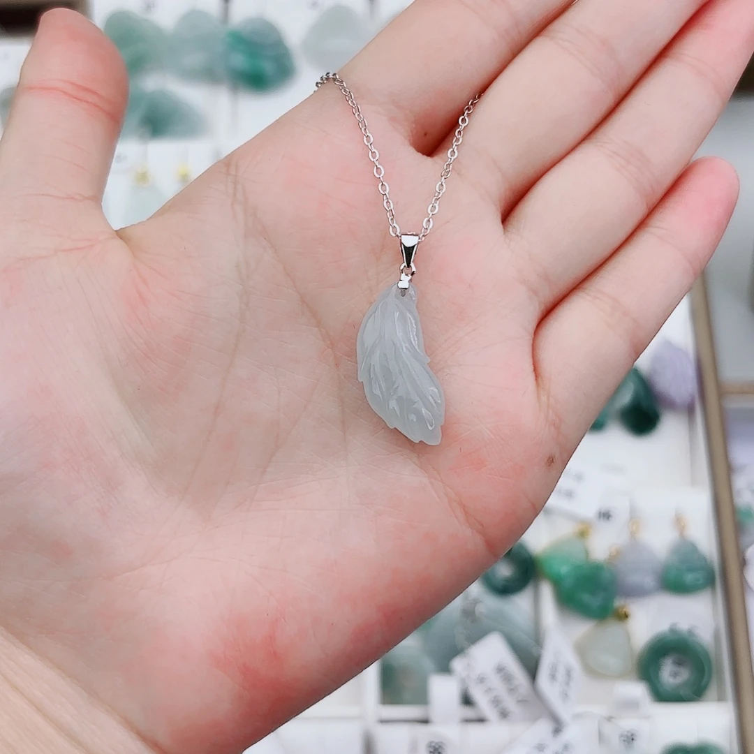 翡翠颈饰银S925镶嵌兰花