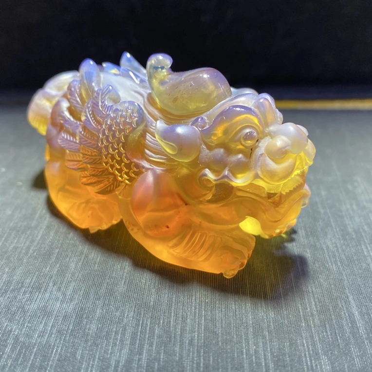 缅甸天然琥珀金棕非天貔貅,规格65.2/28.7/35,重29g