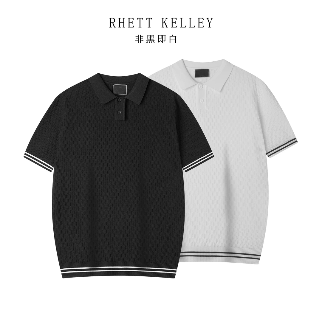 『14针高品质混纺针织』春季新款格子纹翻领休闲短袖POLO衫男