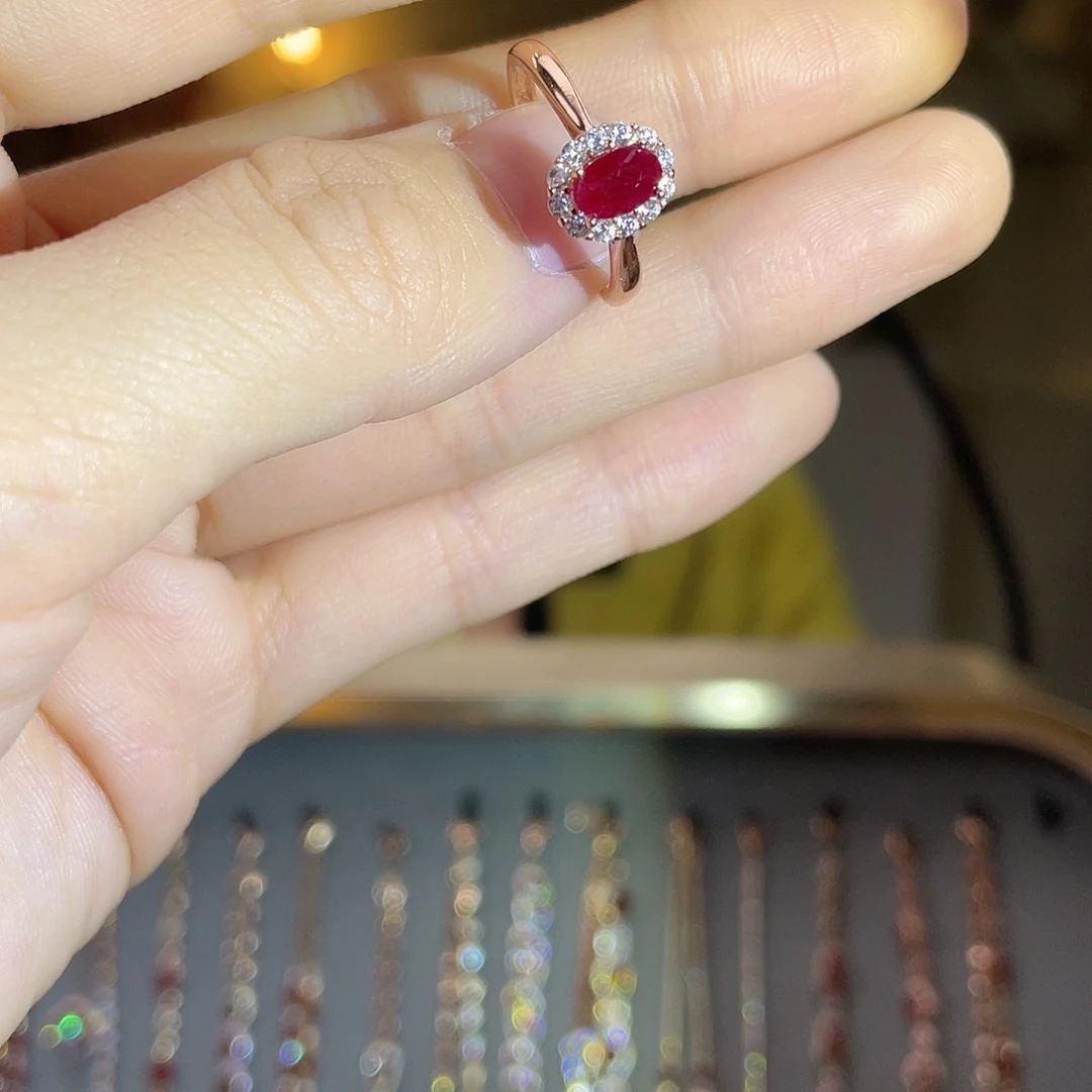 红宝石戒指银S925镶嵌