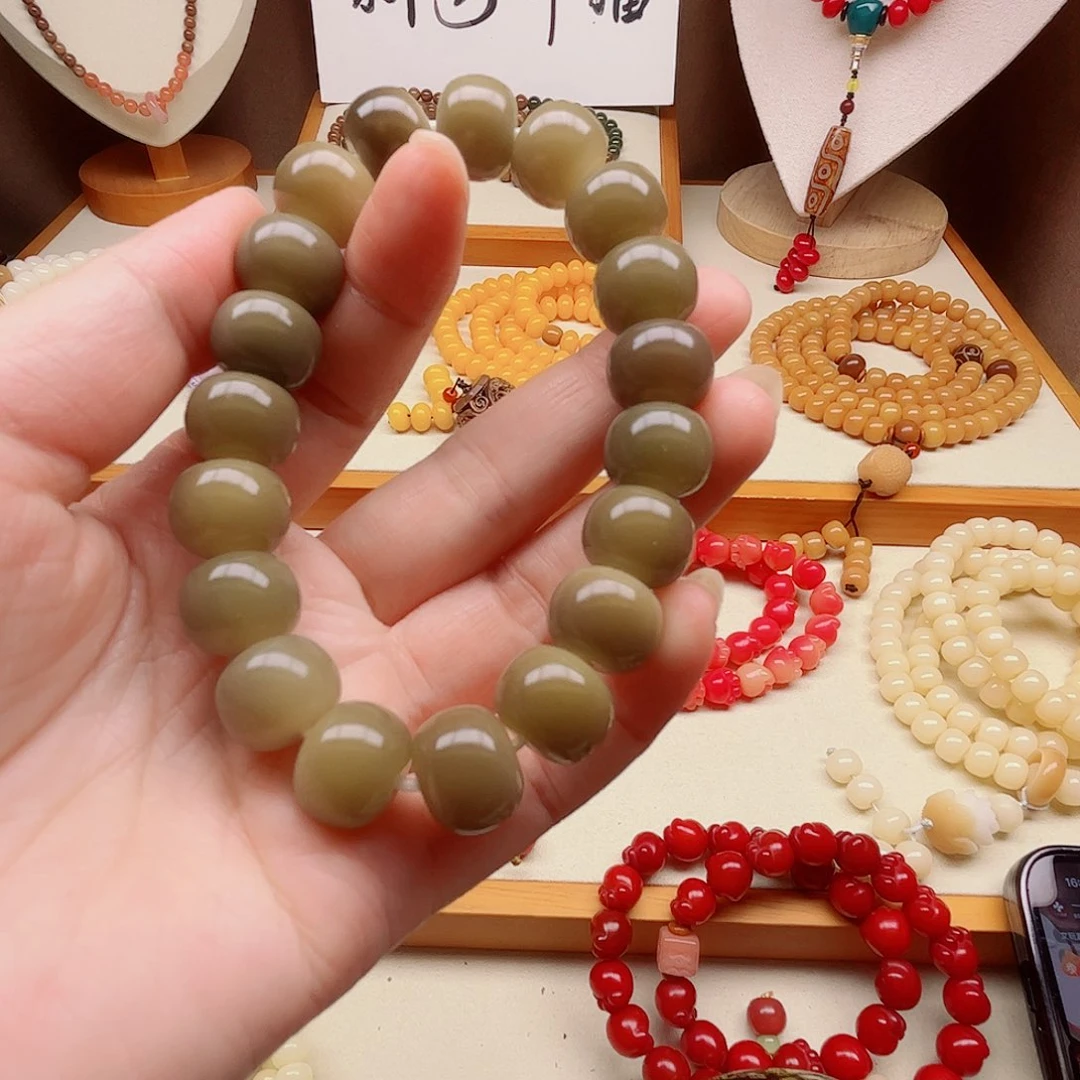 白玉菩提吊坠烟青单圈