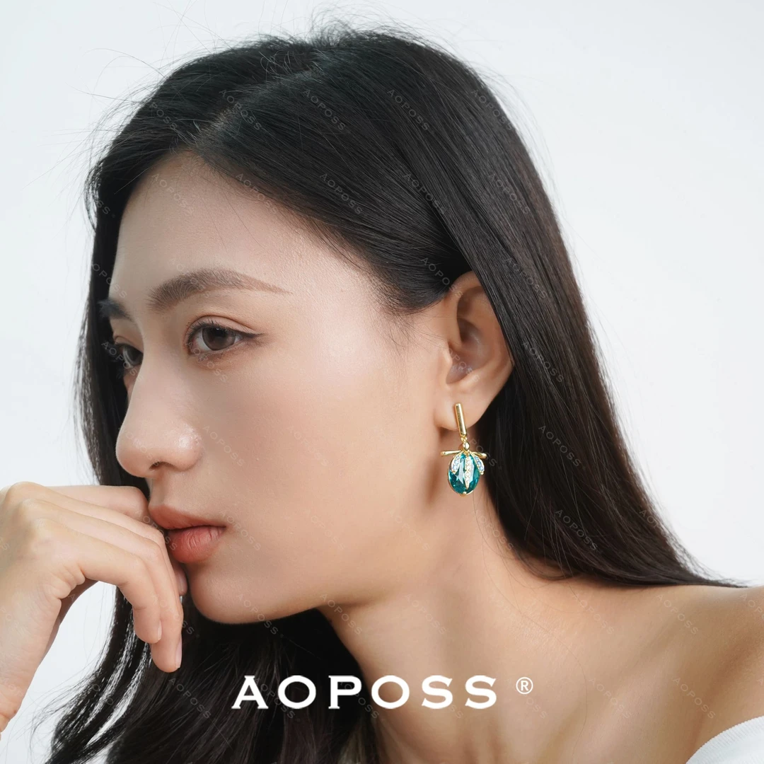 AOPOSS白姿 镀K金 [蜻蜓泉]耳针耳夹原创轻奢设计气质百搭