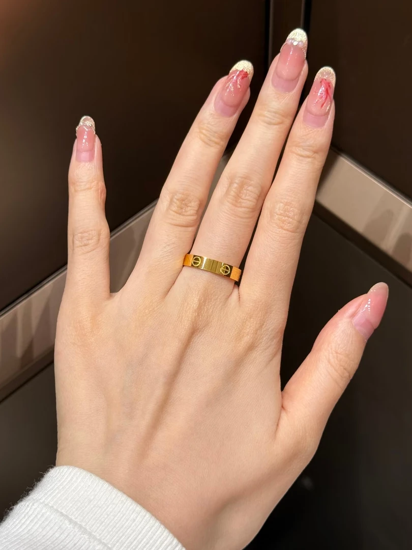 黄铜戒指 经典4n光面一字纹戒指