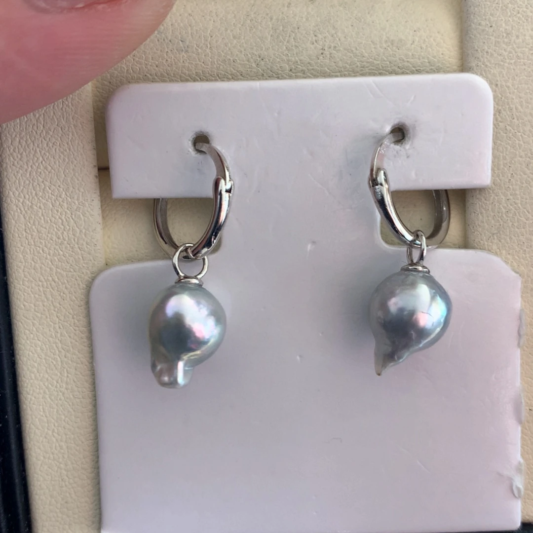 海水珍珠耳饰银S925镶嵌