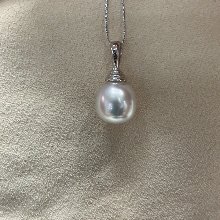 吊坠(不含链)银S925镶嵌海水珍珠9-10mm7号