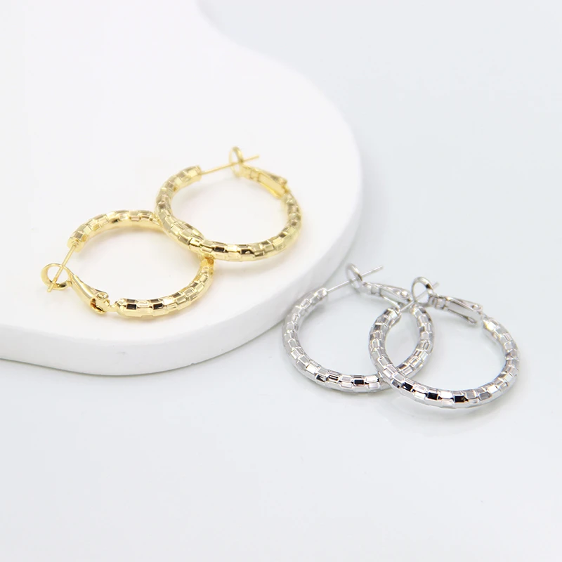 合金耳饰 【小熹珠宝】时尚简约轻奢CNC设计款银色金色 0220-20