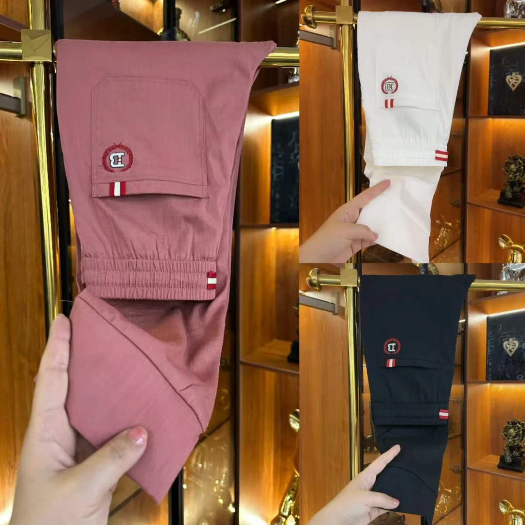 （老钱风）夏季高奢冰丝细亚麻男士清凉舒适透气休闲长裤薄款彩色