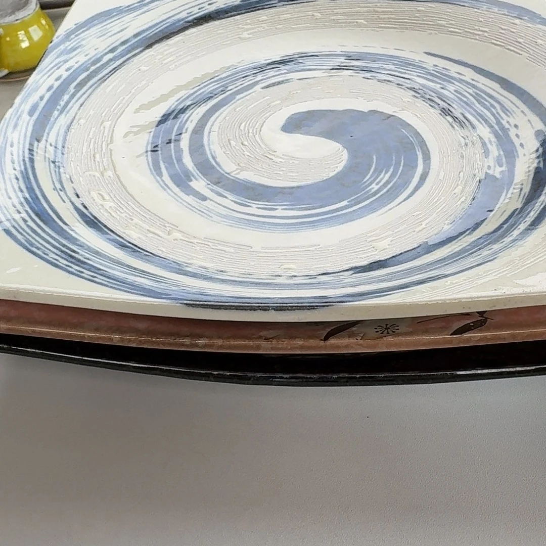 瓷片粉吹清流23厘米大方盘