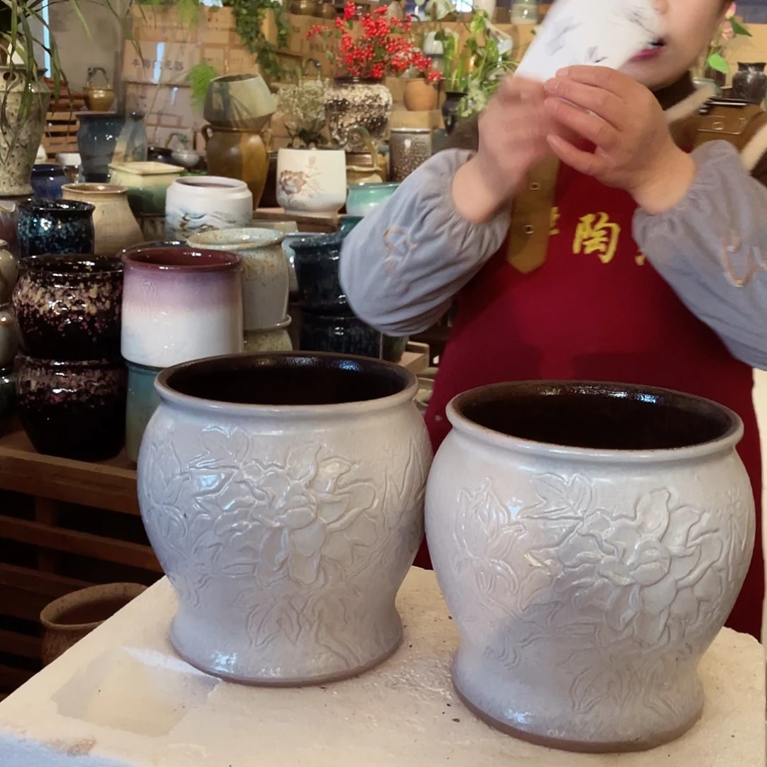 紫砂花盆高度21口径20