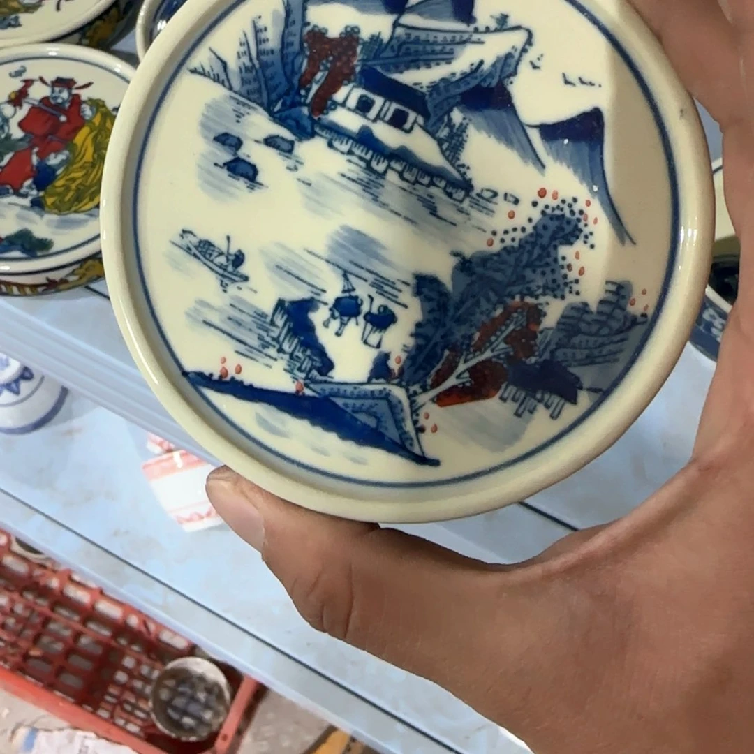 瓷片摆件手绘瓷器年底清清