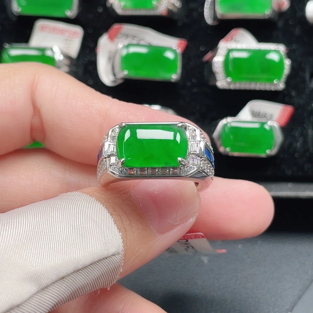 翡翠银S925镶嵌戒指天然A货翡翠没运费险3888