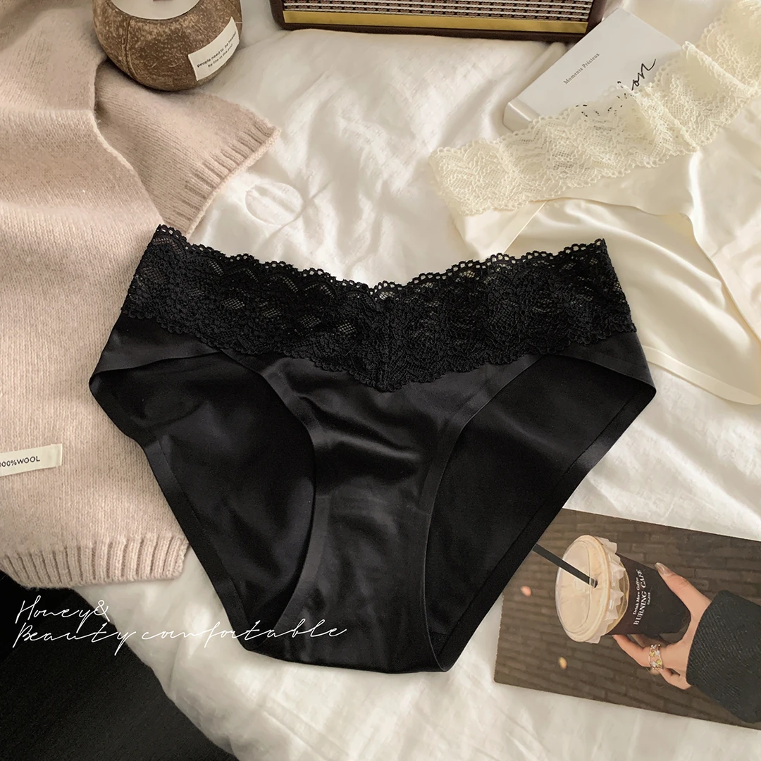 『Black』轻奢无痕 性感蕾丝内裤女薄款透明纯色少女三角裤