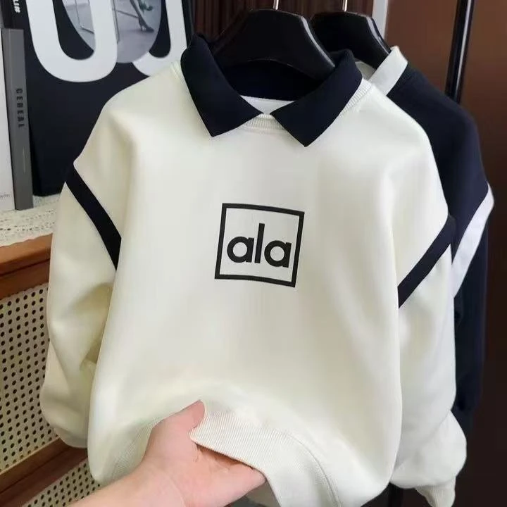 【加绒/不加绒】秋季小绅士风~新款中大童软fufu撞色Polo卫衣00333