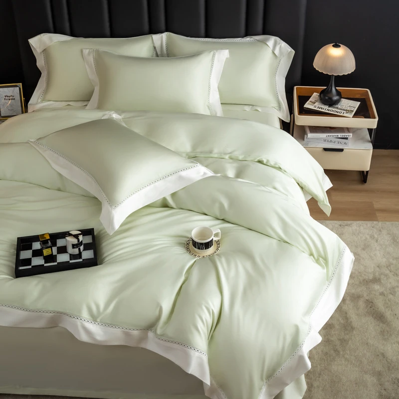 意式轻奢极简镂空画面天丝棉双面凉感四件套裸睡亲肤高端床品