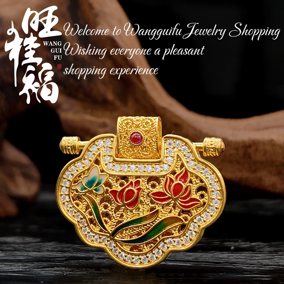 新品【蝶恋花锁包】旺桂福珠宝5D足金999黄金无氢时尚轻奢吊坠