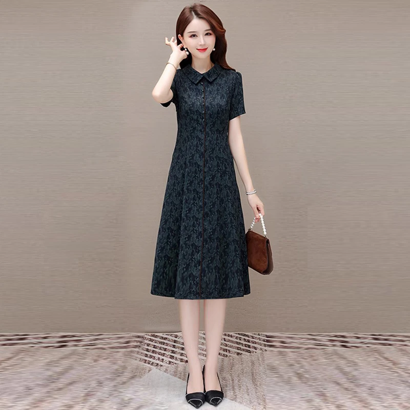 拉夏贝尔雪纺连衣裙子女夏2025新款改良旗袍年轻气质高端奢华品牌