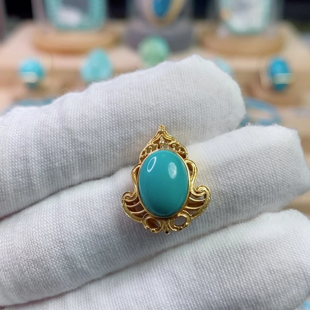 绿松石18K金镶嵌珠宝奇石