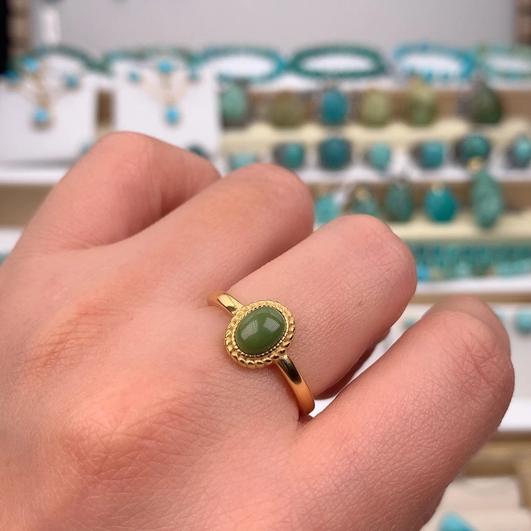 绿松石银S925镶嵌戒指