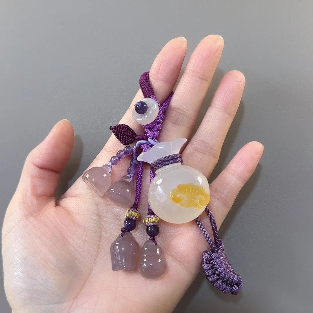 玛瑙/玉髓未镶嵌钥匙挂件