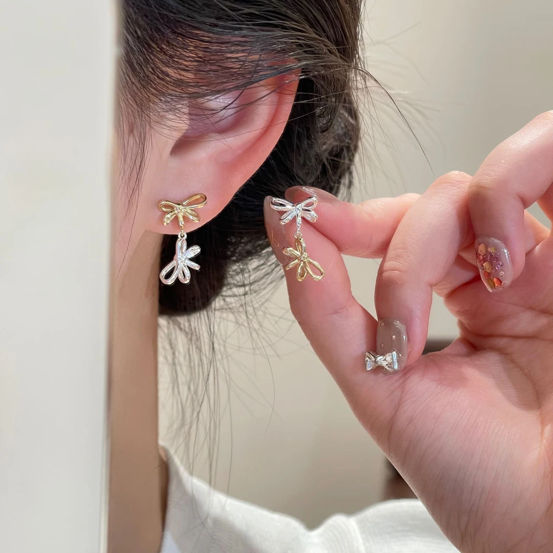 蝴蝶结耳坠轻奢百搭时尚简约耳钉女气质精致耳环R2830