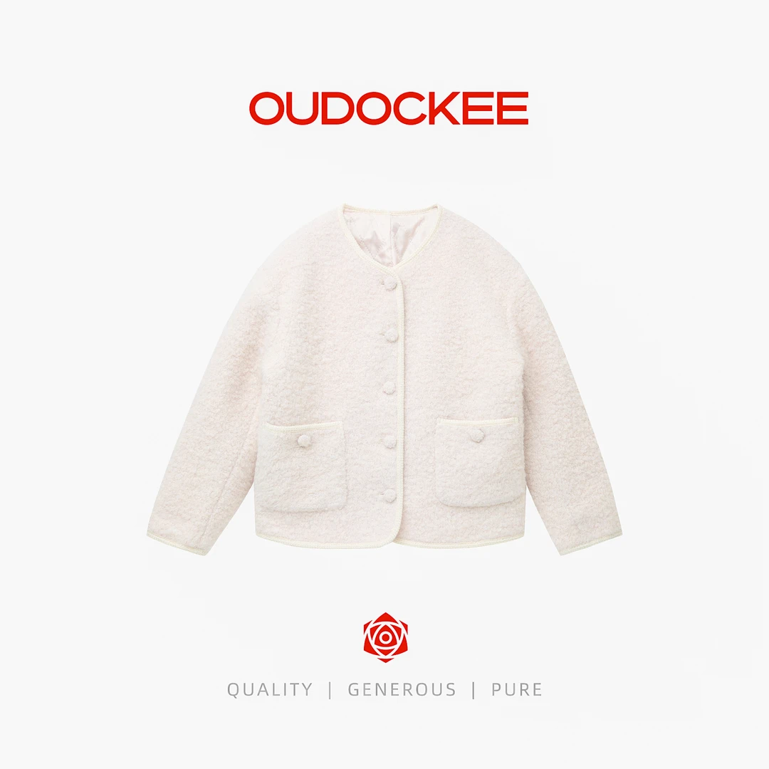 OUDOCKEE 鸥鸥【iu】时尚高级感小香风绵羊毛外套 JACE846T