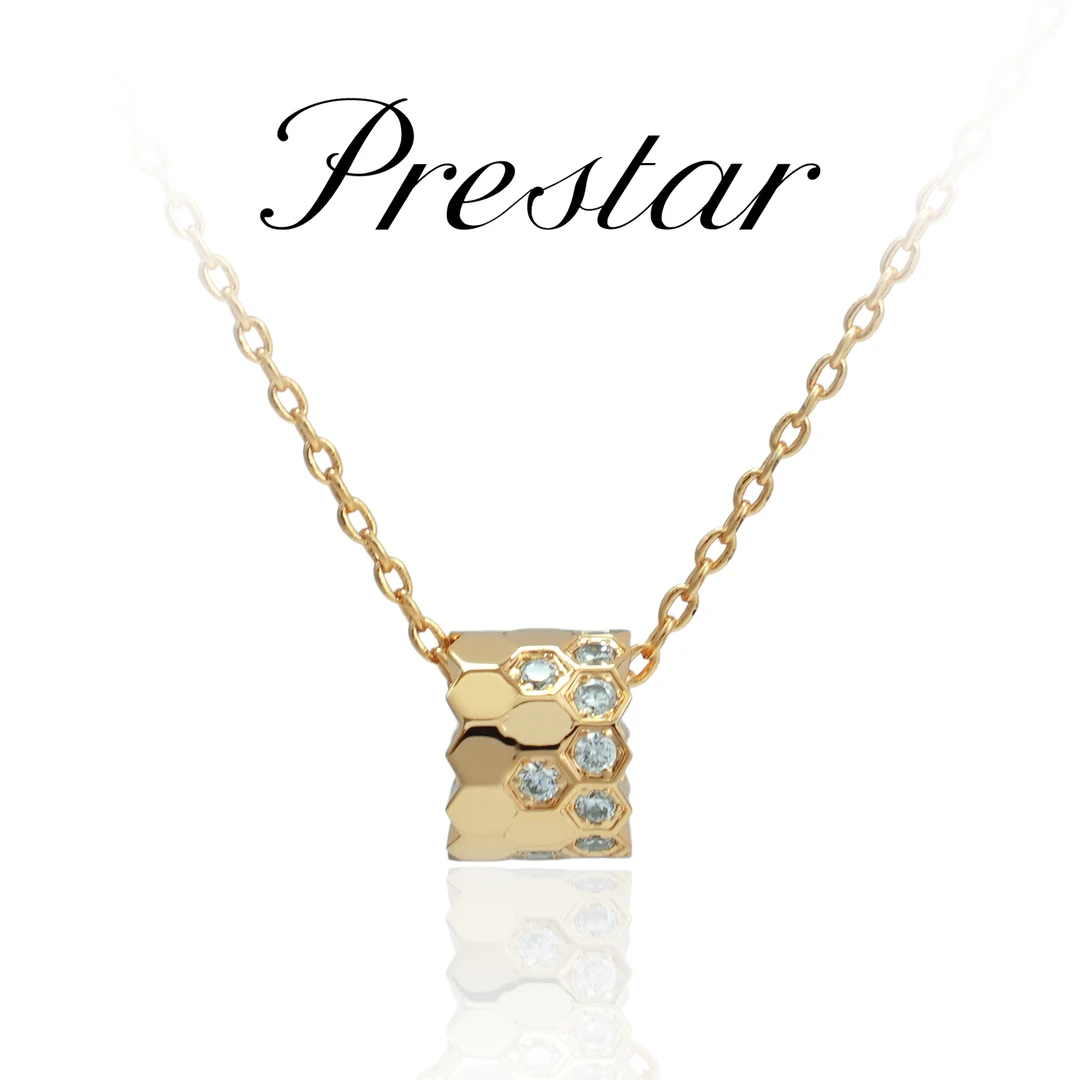 合金项链 镀K金项链百搭饰品锁骨链蜂巢满镶小众时尚设计气质轻奢