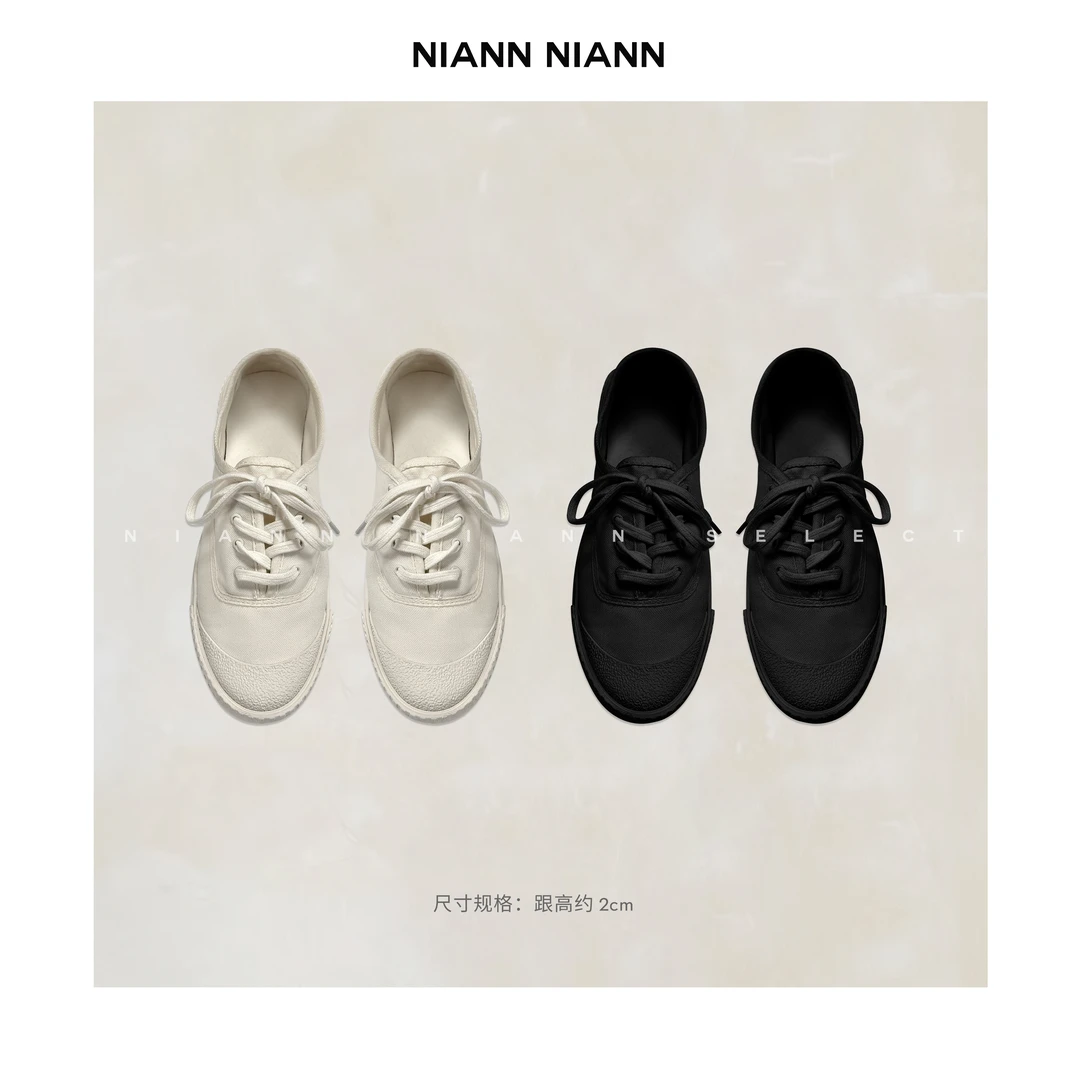 NiannNiann 新品经典原定软底舒适百搭懒懒洗水帆布小白鞋15626