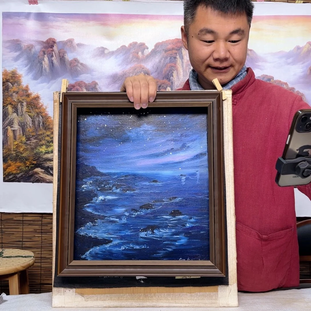 油画行路人小院绘画作品竞拍