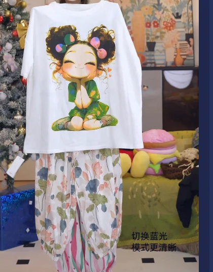 短袖印花常规款抗起球小女孩T恤夏款卡通半袖白色休闲百搭