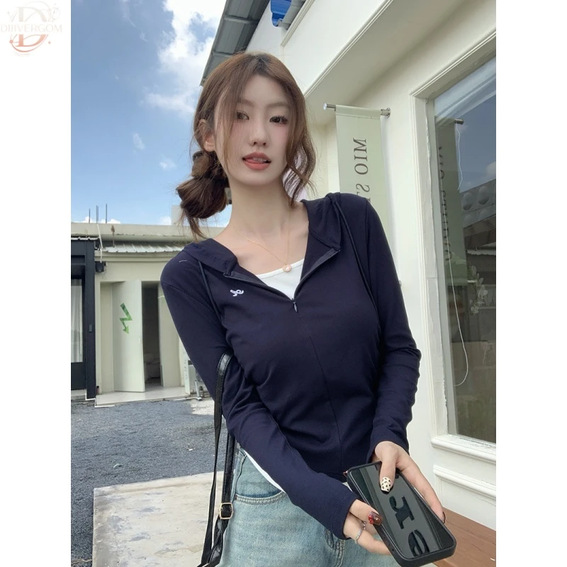 爆款韩系高级感薄款外套女装春秋潮慵懒风连帽设计感短款长袖上衣