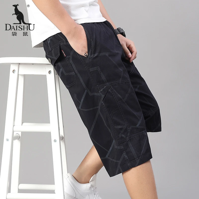 袋鼠七分裤男士宽松透气短裤夏季薄款纯棉工装中裤潮流休闲大裤衩