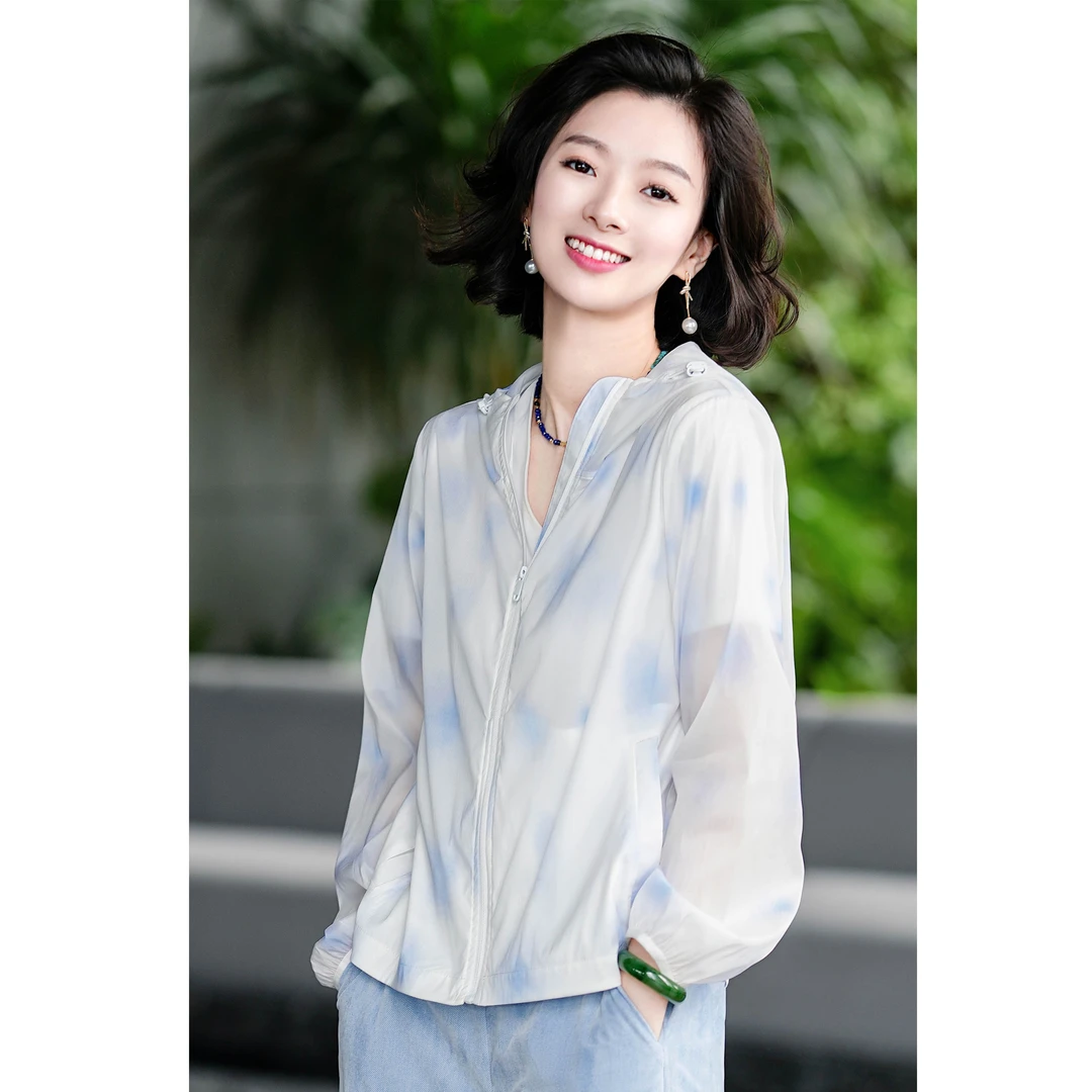 西子/【逐光漫旅】重磅桑蚕丝8姆米冰丝连帽遮阳防晒衣/WTBH1562