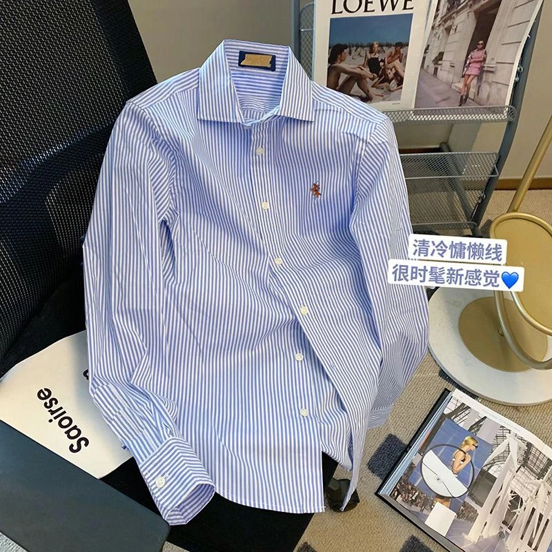 法式复古条纹长袖衬衫女2025年春夏新款时尚百搭显瘦薄款上衣衬衣