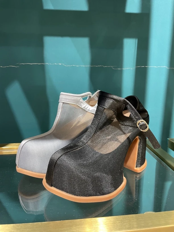 百搭防水台修面皮春夏粗跟鞋子厚底短靴高跟休闲单鞋女士