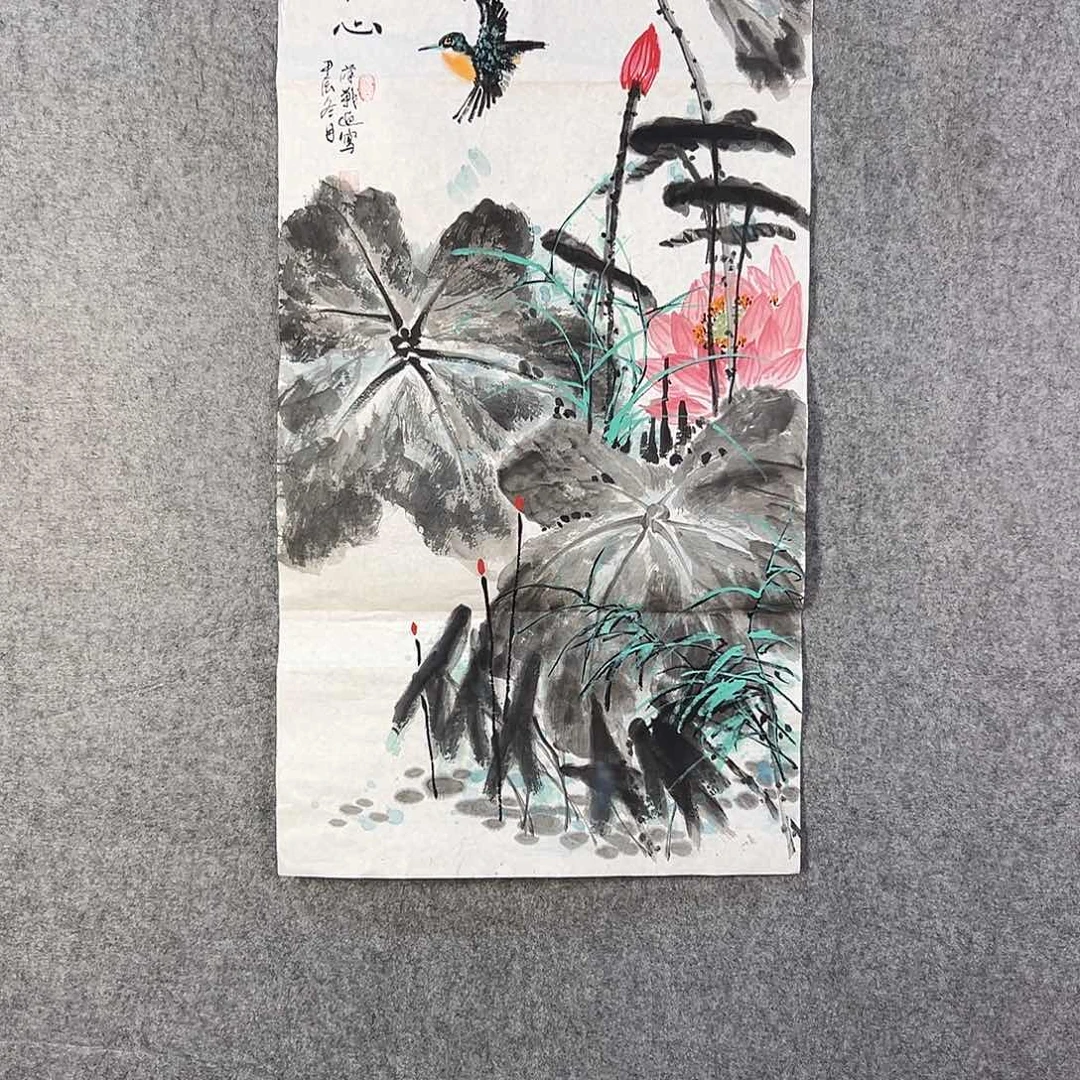 国画419 花鸟在树丛的顶端鸣叫叫声中