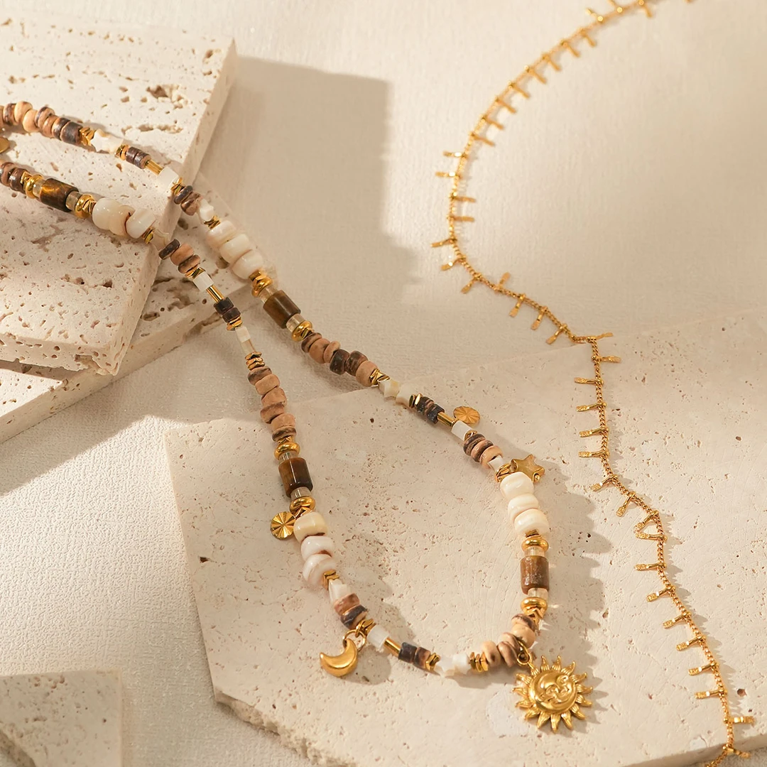 【勇气】原创设计天然石贝壳慵懒文艺古典风项链