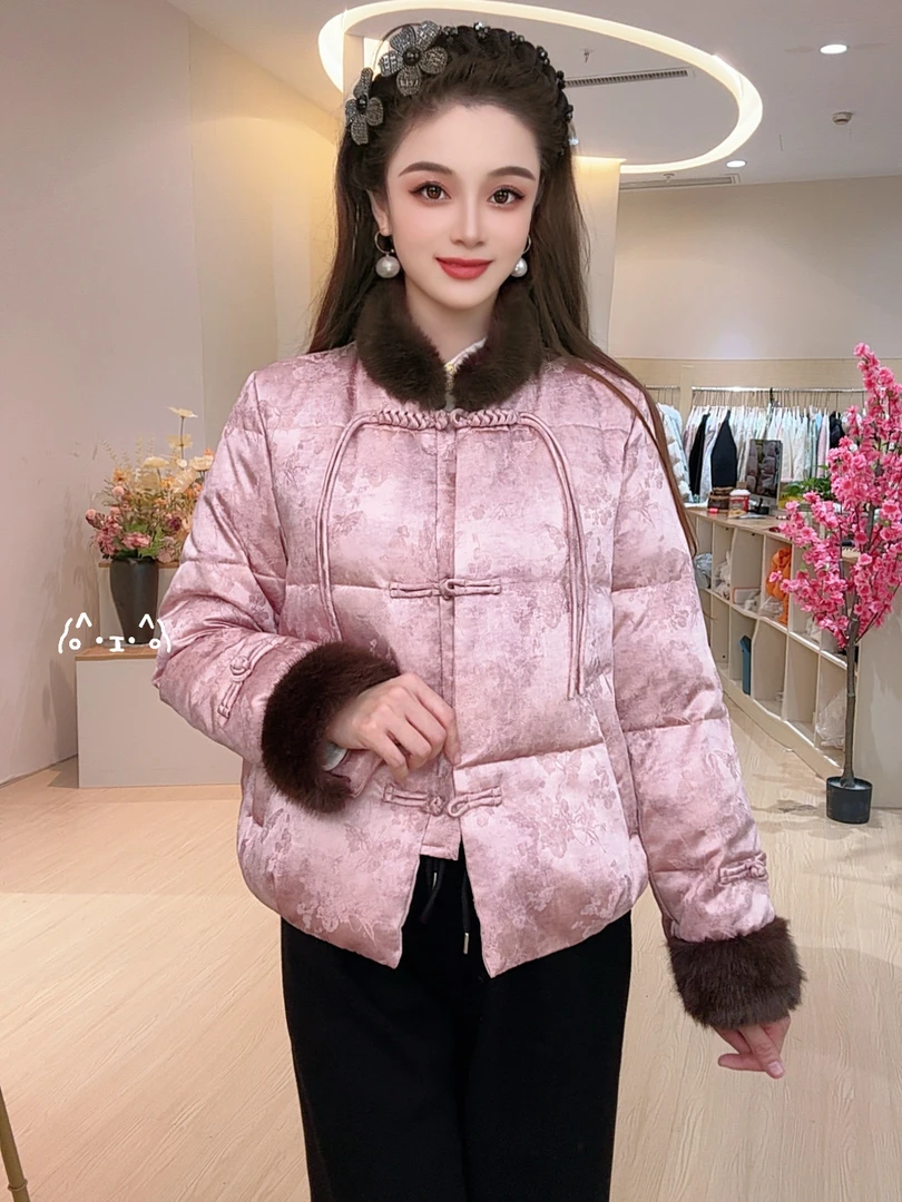 2025年冬季新款保暖显瘦时尚立领中式百搭冬季羽绒服251015