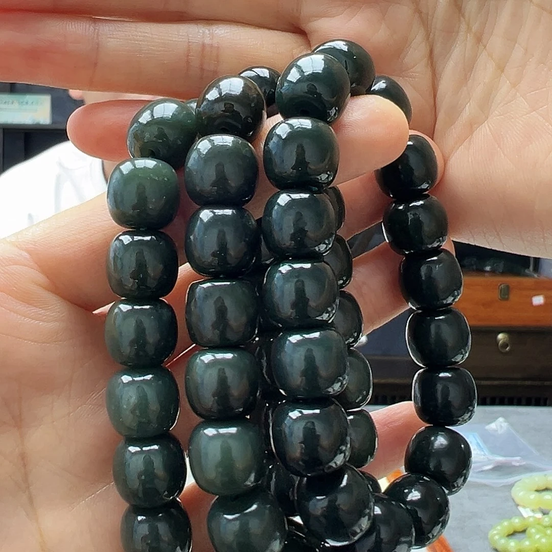 手链未镶嵌和田玉12黑油青