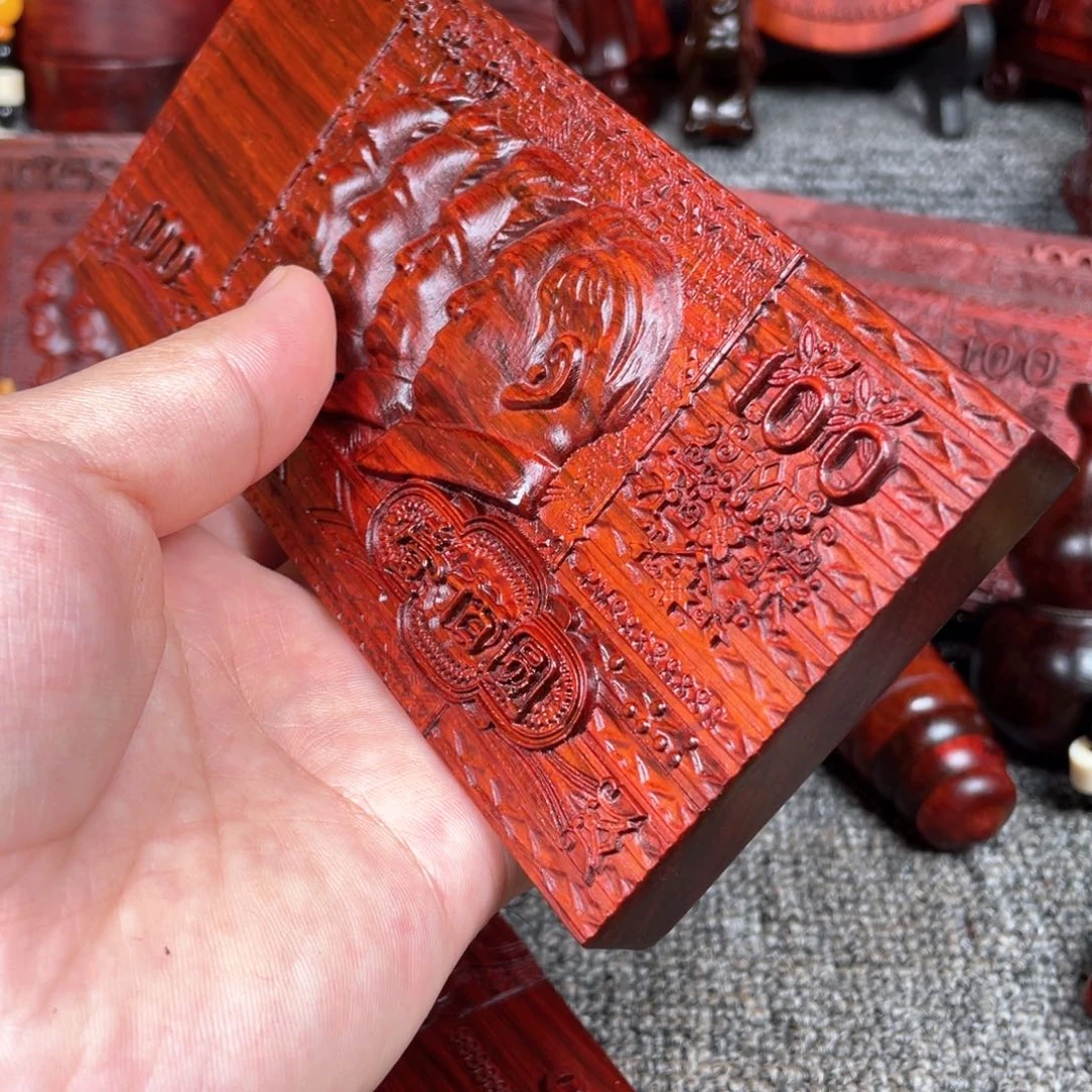 木紫檀木加厚四个大老板小摆件送支架