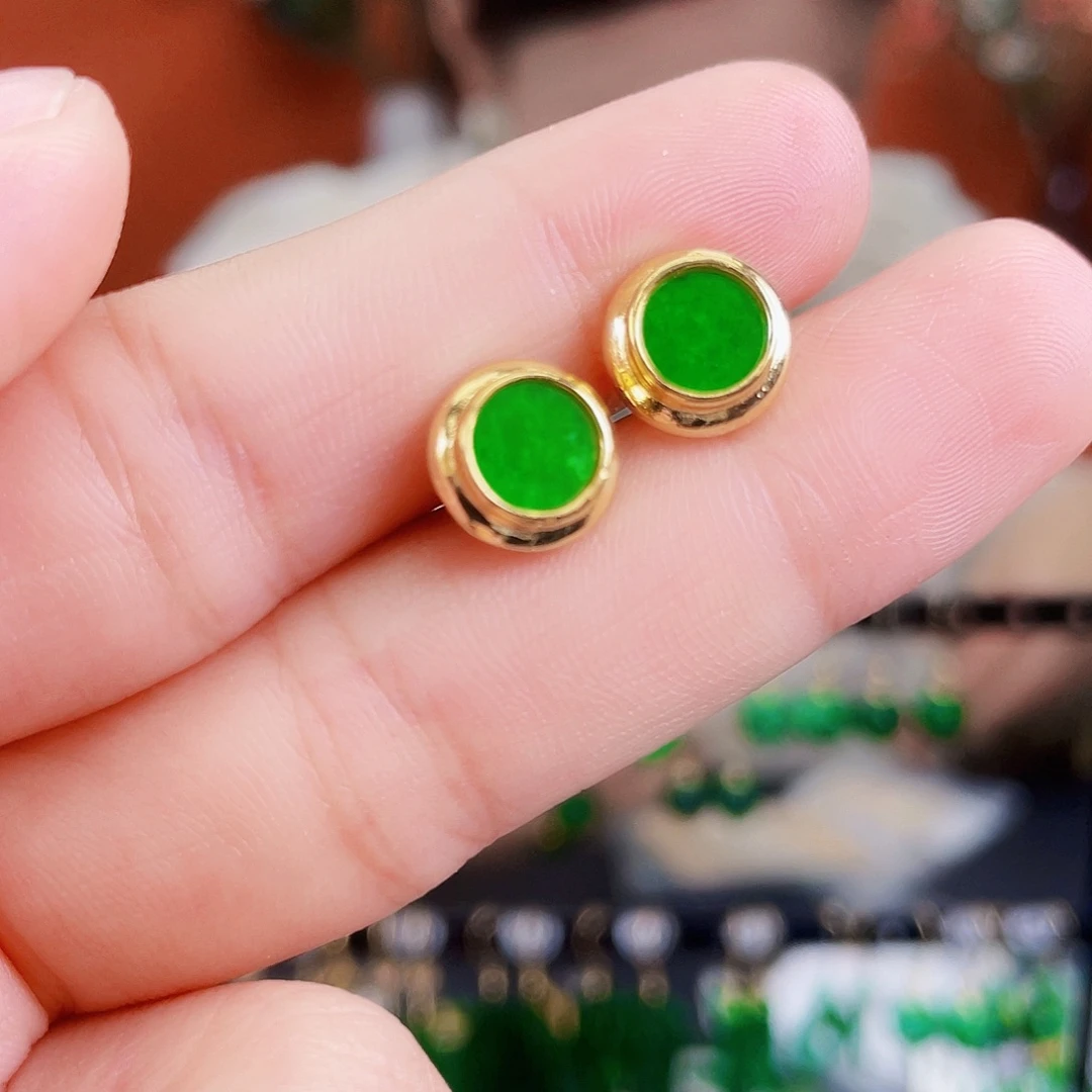 翡翠银S925镶嵌耳饰