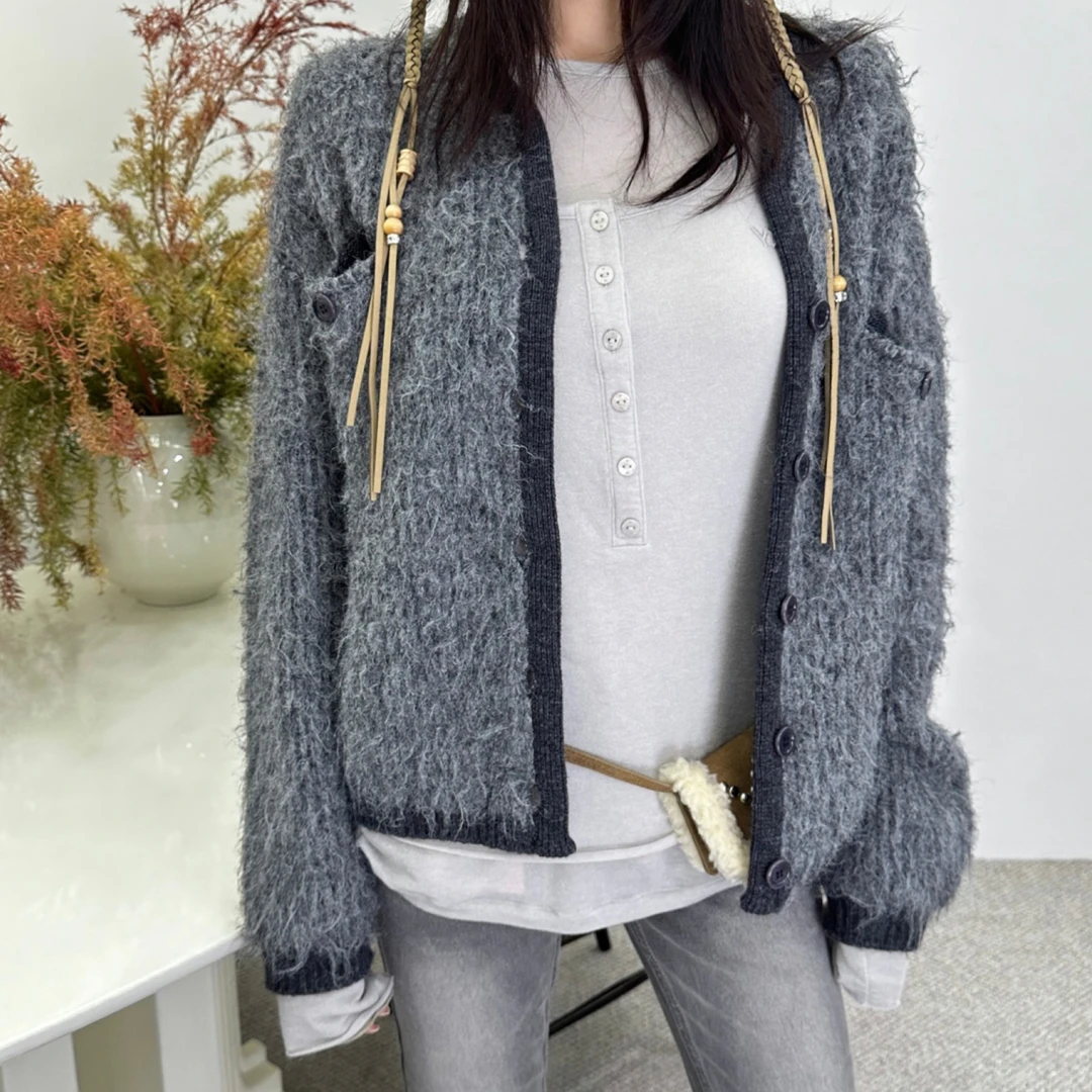 OPEN YY 毛绒开衫 LEAFLEAF设计师品牌