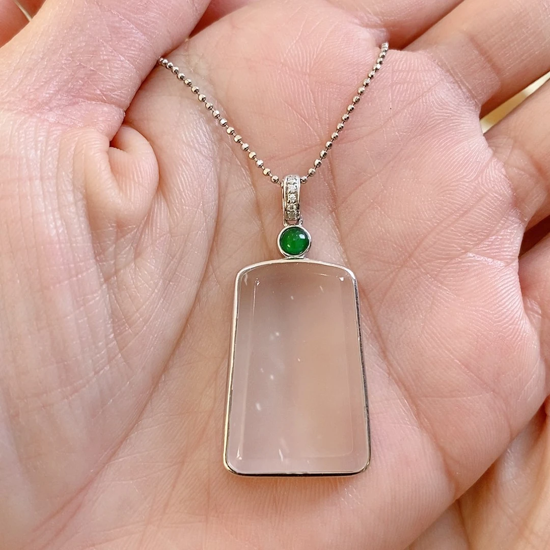 石英质玉吊坠(赠链)银S925镶嵌