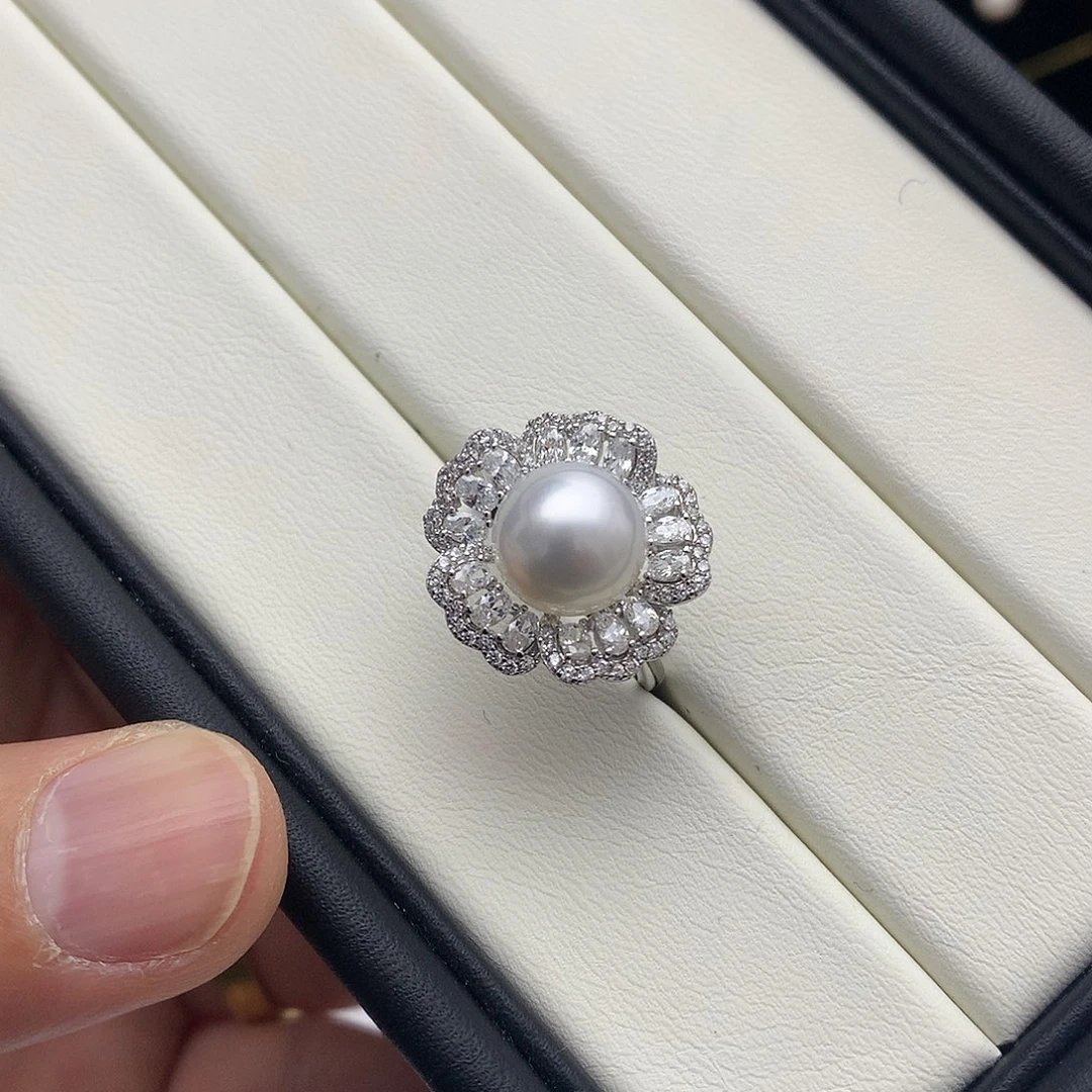 海水珍珠戒指银S925镶嵌