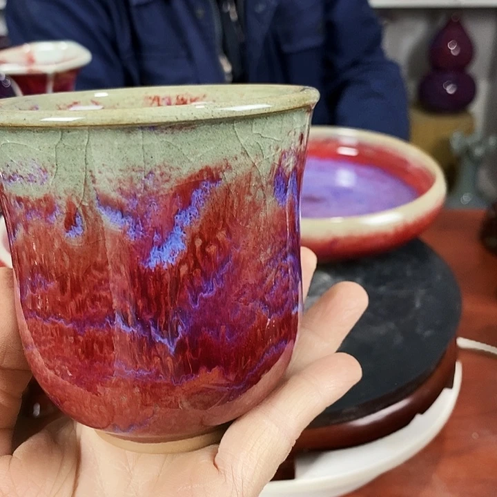 瓷片尚峰钧窑作的全手工可乐杯