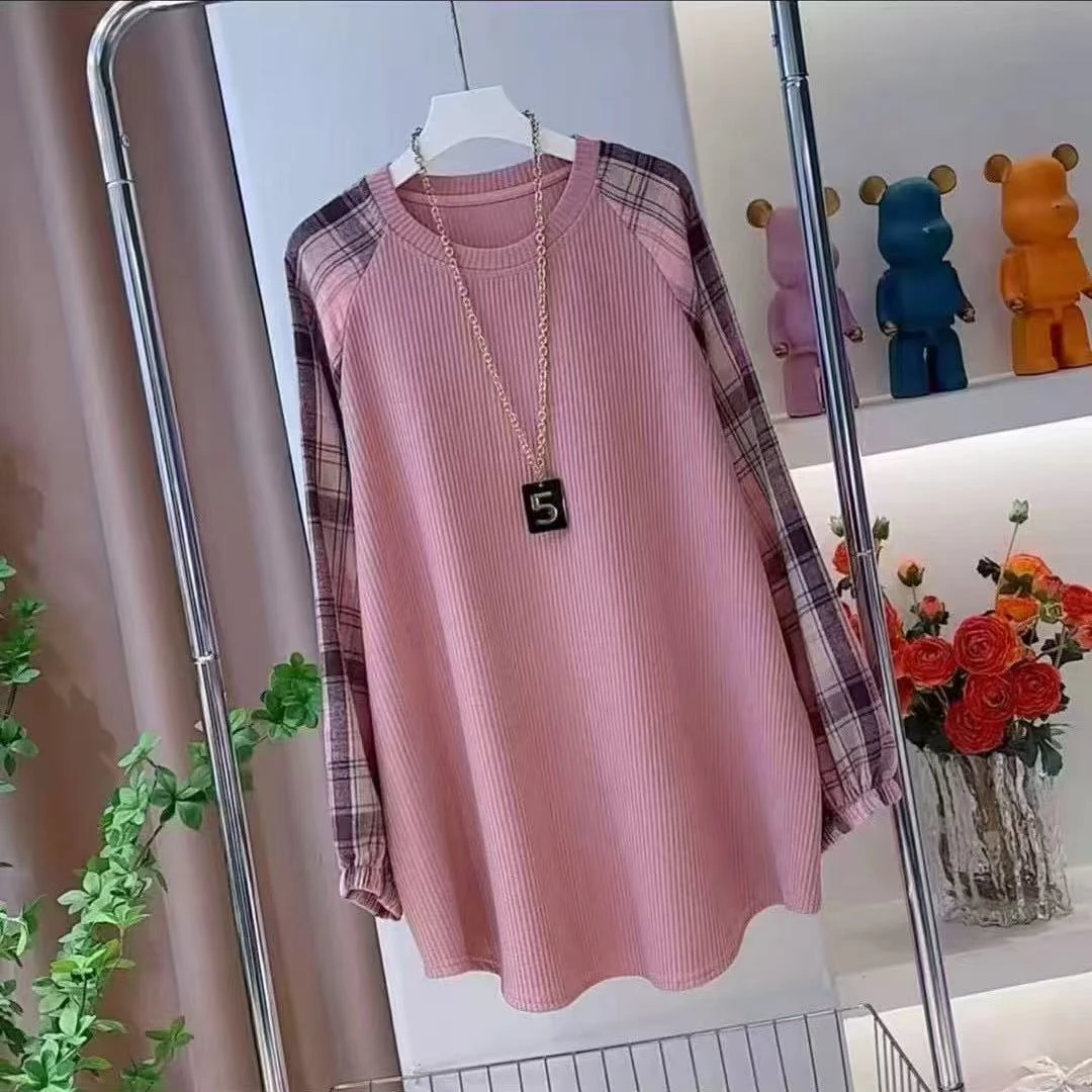 5928大码上衣小衫打底衫上衣T恤遮肉显瘦洋气