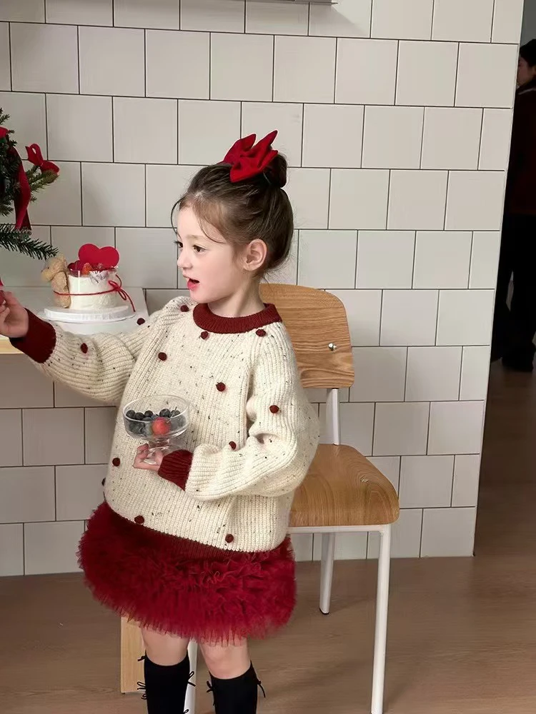 (身高➕10拍)女童毛衣25新款儿童洋气秋冬中小童针织打底衫