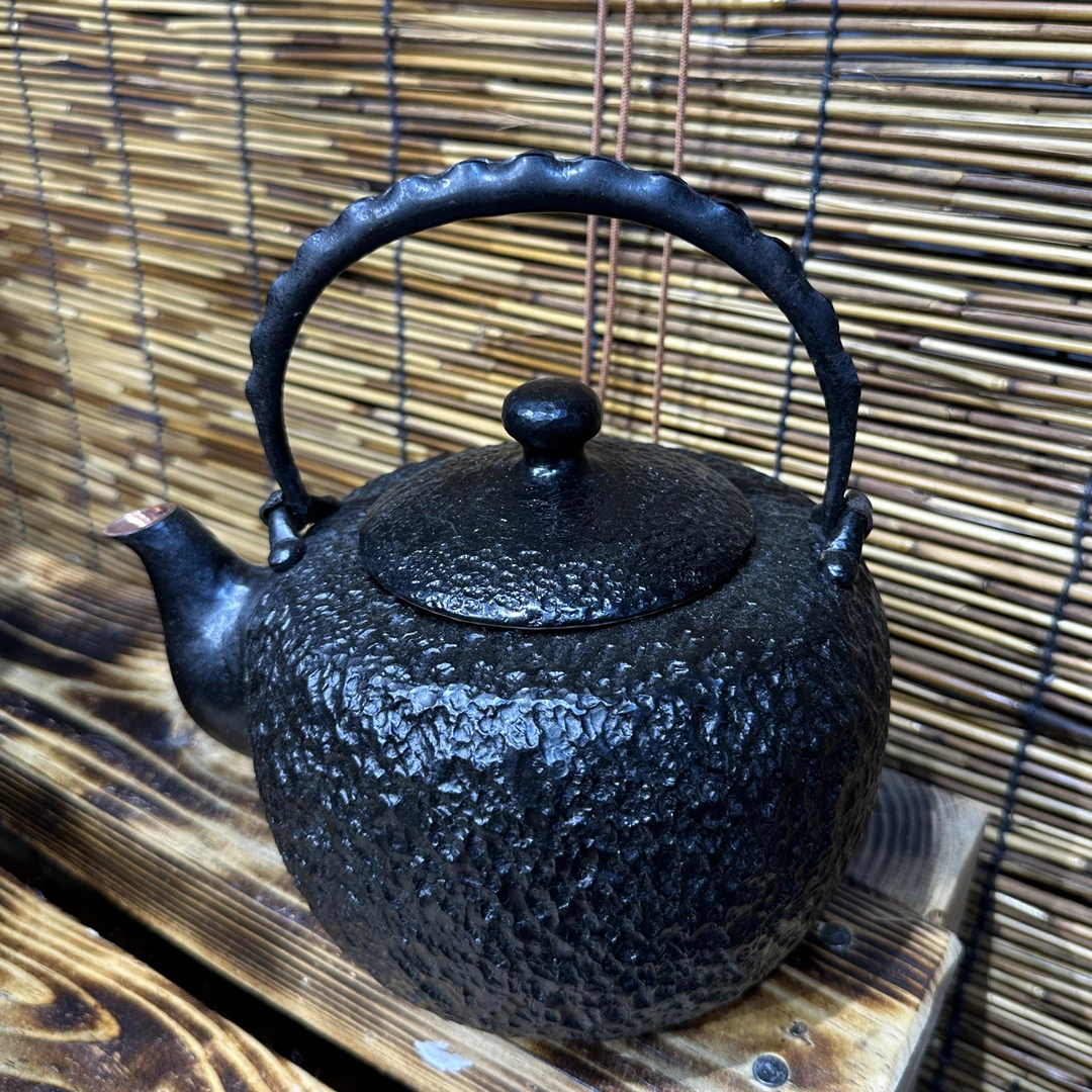 中试风纯手工纯紫铜打造竖纹约1300煮茶壶家用摆件礼品专用