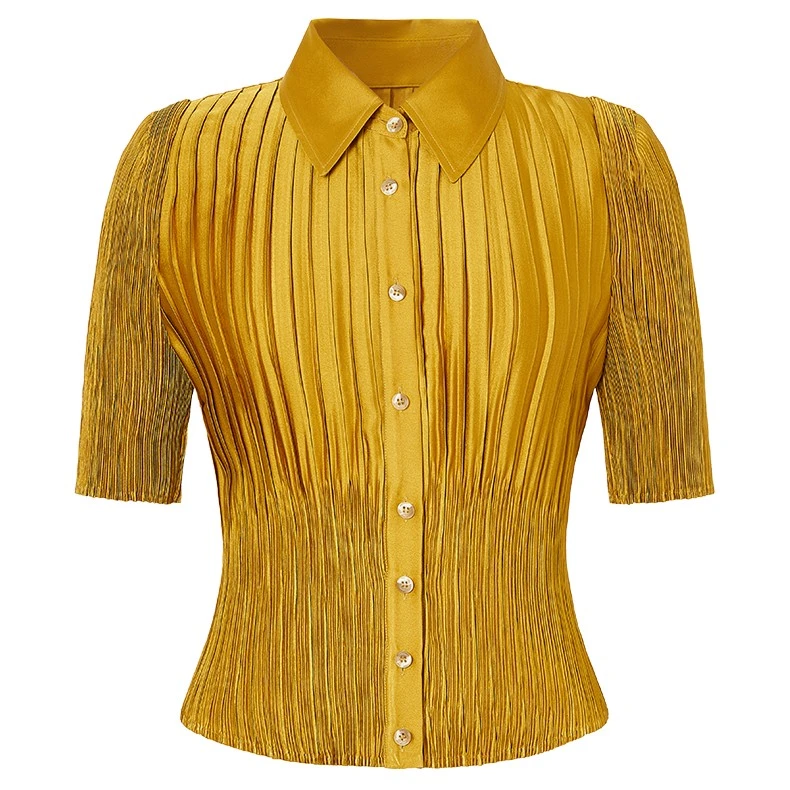 【籽言专属】曼德诗纯色Polo领衬衫女2023夏季新款设计M311103883